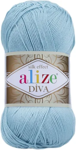 Vista 19 de Alize Diva Silk Effect 100% hilo acrílico de microfibra, 1 madejas de bola de 3.53 oz 383yds color (1 - crema)