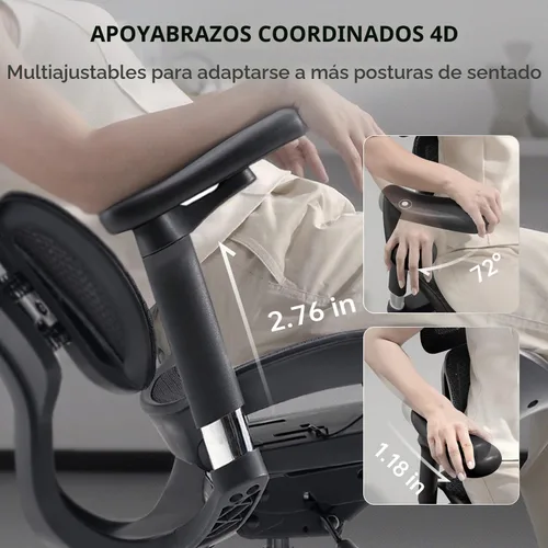 Vista 6 de SIHOO Doro S100 - Silla de oficina ergonómica, soporte lumbar dinámico Negro
