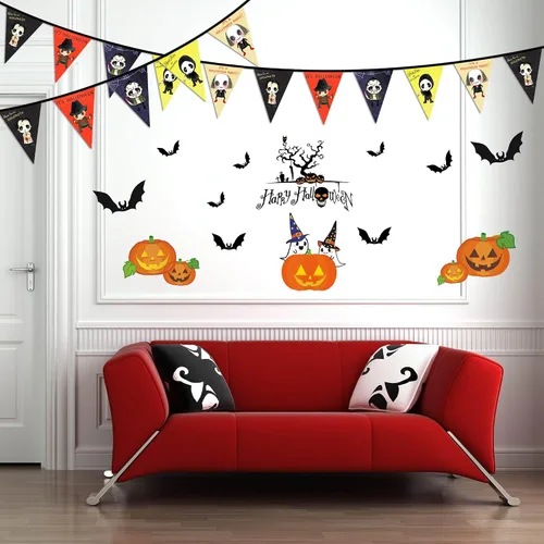 Vista 4 de Cartel temático de personajes de películas de terror para decoración de interiores y exteriores, suministros de fiesta de Halloween, decoraciones