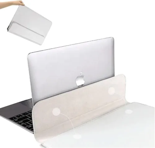 Vista 7 de Funda plateada 3 en 1 para laptop de 14 a 15.6 pulgadas solamente, MacBook Air Pro 15 Surface Dell XPS HP Spectre cierre magnético, alfombrilla