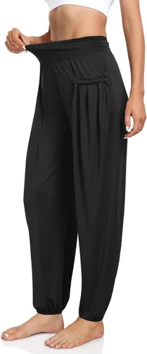 Vista 3 de Pantalones tipo harén para mujer, holgados, de cintura alta, para entrenamiento, pantalones de yoga, casuales, cómodos, con bolsillos