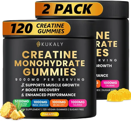 Vista 11 de kukaly Gomitas de monohidrato de creatina para hombres y mujeres, gomitas de creatina sin azúcar, sabor mezclado con L-taurina, BCAA 2:1, B12 B6