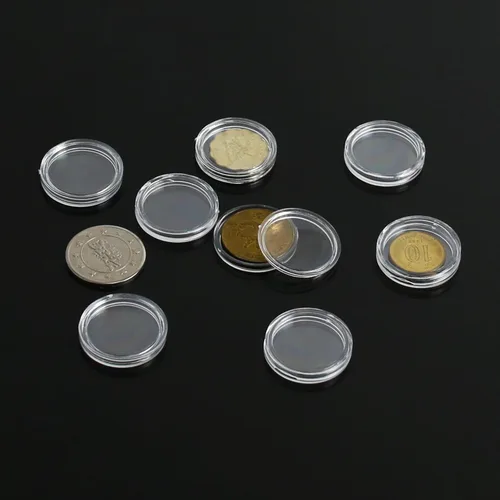 Vista 4 de 200 unidades de 0.827 in de monedas, estuche transparente redondo protector de monedas para la colección de soportes de monedas