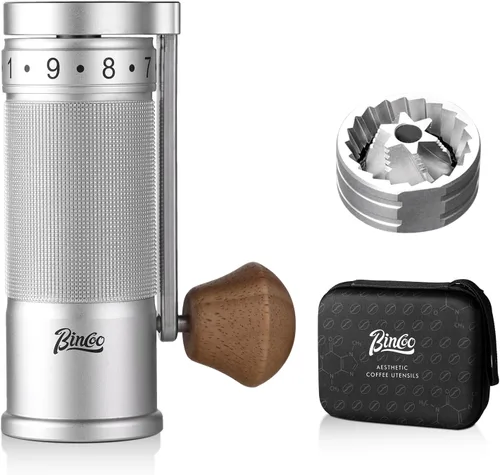 Vista 10 de Bincoo Molinillo de café manual con mango plegable manual – Molinillo de café expreso, compacto y portátil para el hogar, viajes, camping (negro)