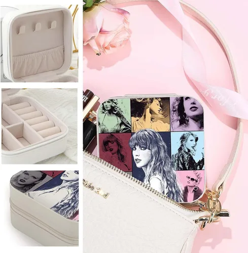 Vista 6 de asklove Joyero pequeño para álbumes de fans de T-S, joyería de viaje inspirada, regalo para amantes de la música, joyero de viaje para anillos