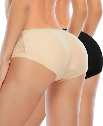 Vista 24 de DERCA Pantalones cortos acolchados de encaje con almohadillas de cadera para realzar los glúteos Beige