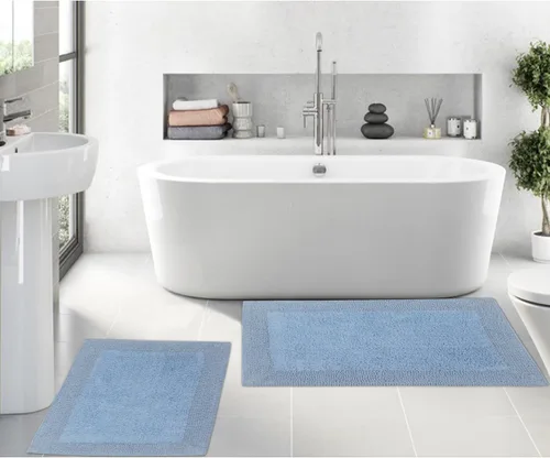 Vista 77 de Home Weavers Luxury Collection 100% Cotton Reversible Bathroom Rugs Set, Washable Rug, Soft Cotton Extra Soft and Absorbent Bath Rug, Kitchen Mat, 2