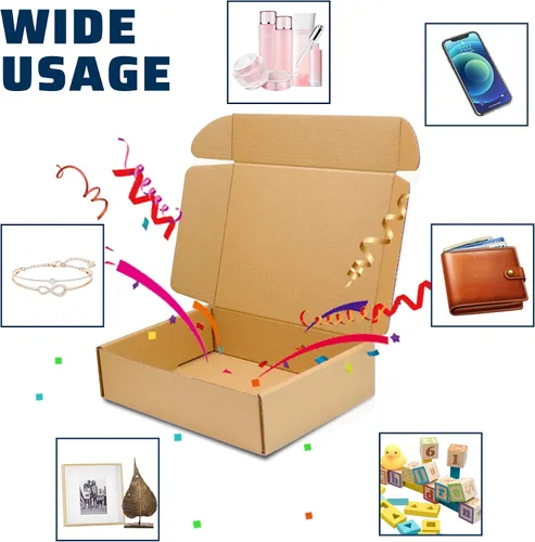 Vista 6 de Cajas de envío, 25 unidades, 8 x 4 x 2 pulgadas, cajas de cartón corrugado marrón fuerte para embalaje de pequeñas empresas, correo, manualidades