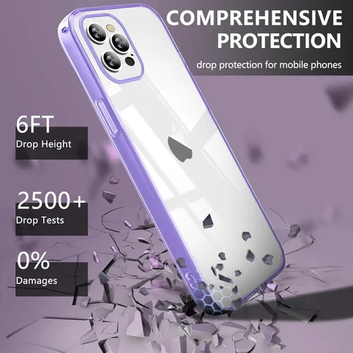 Vista 2 de Funda protectora transparente para iPhone 13 Pro Max, funda protectora de esquina reforzada contra arañazos, policarbonato duro + carcasa de TPU