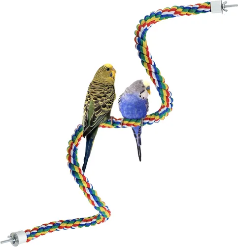Vista 9 de Mygeromon - Cuerda para pájaros, accesorios de escalada (tuerca de metal de 31.5 pulgadas) para periquito, loro, cacatúas, periquito, colorido