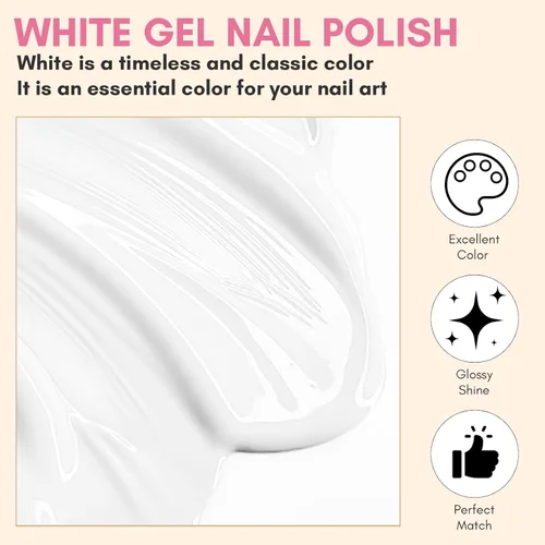 Vista 2 de Makartt - Esmalte de uñas en gel blanco de 15ml, gel Soak Off Blanc para luz UV LED, arte de uñas DIY, diseños de manicura, uso en salón y en casa