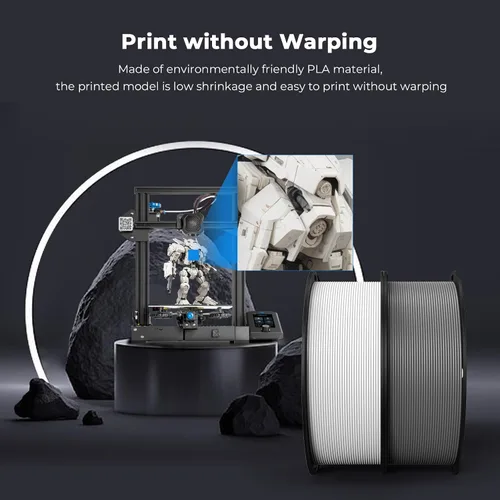 Vista 8 de Creality Paquete de 10 filamentos para impresora 3D de 0.069 pulgadas (negro, blanco, gris)