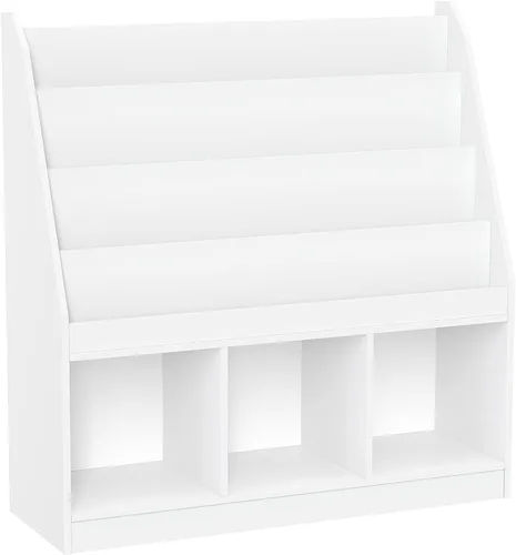 Vista 4 de RiverRidge Estantería para niños con 4 estantes y tres cubículos, blanco (02-251), 11.81"P x 35"A x 36"Al Estantería para sala de juegos con 4