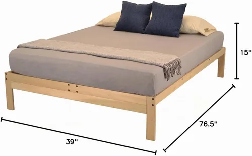 Vista 2 de Marco de cama Nomad, plataforma de madera sólida, Madera Noble, Madera clara
