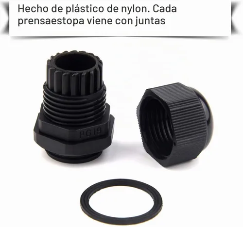 Vista 5 de TUPARKA Paquete de 50 conectores de cable impermeables ajustables de 3 a 0.630 in, PG7 PG9 PG11 PG13.5 PG16 PG19 de plástico con juntas en caja