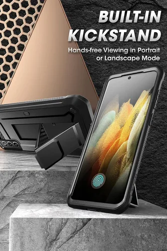 Vista 4 de SUPCASE Unicorn Beetle Pro Series - Funda diseñada para Samsung Galaxy S21 FE 5G (versión 2022), funda resistente de doble capa y función atril