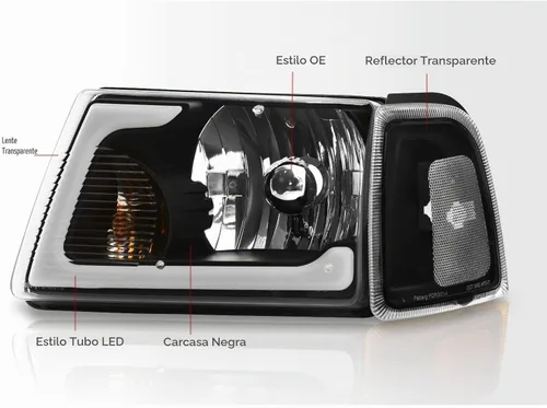 Vista 6 de AJP Distributors Conjunto de faros LED DRL de carcasa negra + juego de lámparas de señal de parachoques de esquina transparente compatible/reemplazo