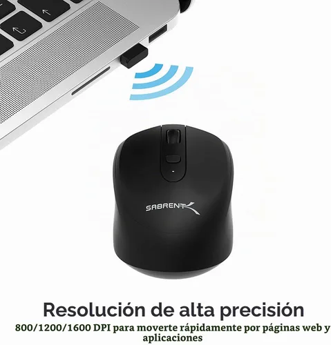 Vista 3 de SABRENT Ratón inalámbrico recargable de 2,4 GHz con resolución ajustable (MS-RCWM)