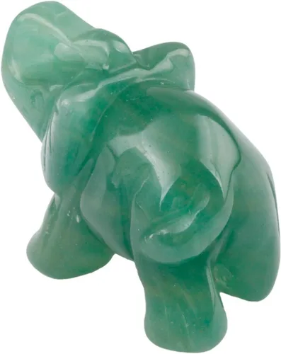 Vista 4 de SUNYIK Figura de elefante en piedra tallada. Amuleto, Aventurina verde, Verde (Green Aventurine), 1.5