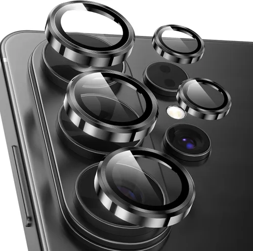 Vista 24 de YWXTW para Samsung Galaxy S23 Ultra Protector de lente de cámara, Protector de pantalla de lente de cámara de vidrio templado con anillo metálico