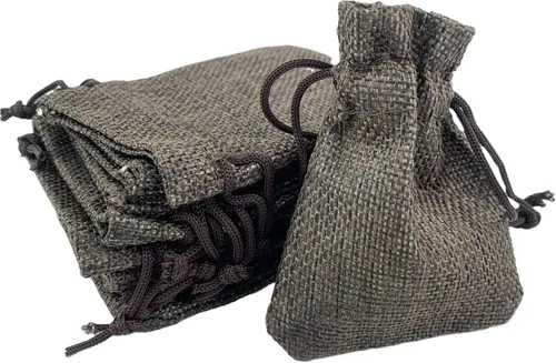 Vista 14 de Palmhomee Paquete de 20 bolsas de regalo de arpillera con cordón, bolsas de joyería de lino, bolsas de yute de boda para joyas y bolsas