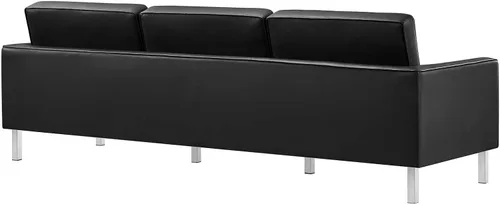 Vista 5 de Modway EEI-3385-SLV-BLK - Sofá tapizado de piel sintética con botones copetudos, color plateado y negro