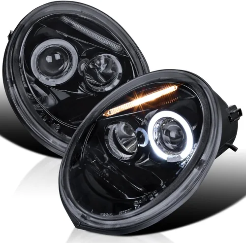 Vista 10 de Volkswagen Beetle luces frontales halógenas proyectoras., Negro