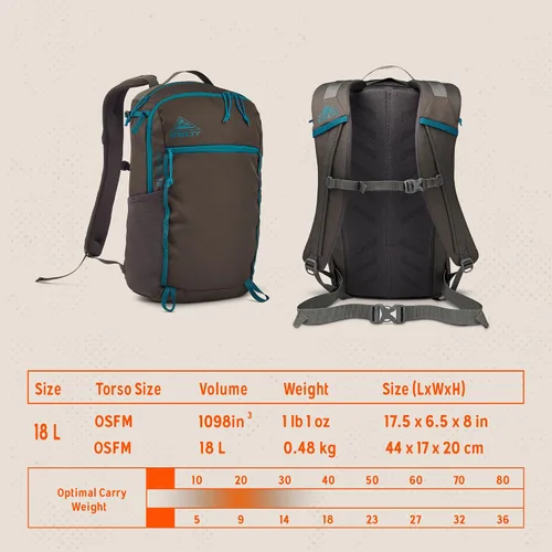 Vista 5 de Mochila de Senderismo Diurno Kelty Asher, Capacidad de 18-85 Litros, Mochila de Senderismo, Mochilero y Viaje para Hombres y Mujeres, Compatible
