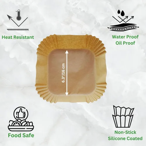 Vista 2 de Forros de papel pergamino desechables para freidora de aire, antiadherentes, aptos para alimentos, impermeables, a prueba de aceite, accesorios