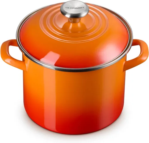 Vista 12 de Le Creuset - Olla tradicional esmaltada en acero, 12 cuartos de galón, Oliva con pomos de acero inoxidable