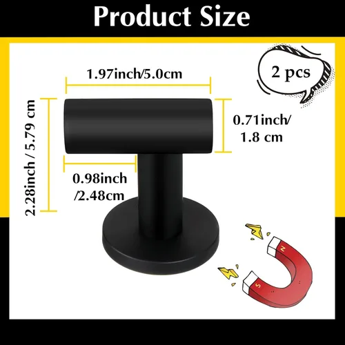 Vista 2 de Therwen Ganchos magnéticos negros de neodimio resistentes para refrigerador, puerta de metal, taquilla para colgar toallas, abrigos, bolsas