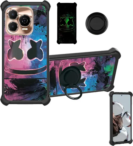 Vista 80 de Aroepurt Funda compatible con Nothing Phone 2a Phone Case Cover [PC duro + silicona suave] [soporte de anillo] [efecto luminoso] YGH-BQ