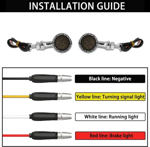 Vista 5 de DREAMIZER - Luces intermitentes para motocicleta cromadas, 15 LEDs, con forma de bala, luces indicadoras delanteras y traseras, luz roja ámbar, Luz