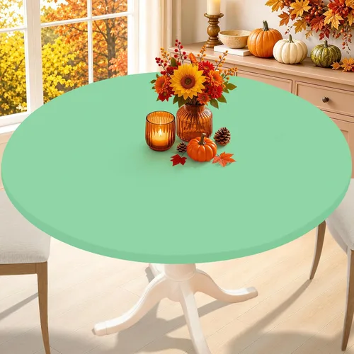 Vista 34 de Smiry - Mantel redondo de elastano, manteles ajustados lavables elásticos para mesas de 36 a 44 pulgadas, cubierta de mesa de picnic elástica