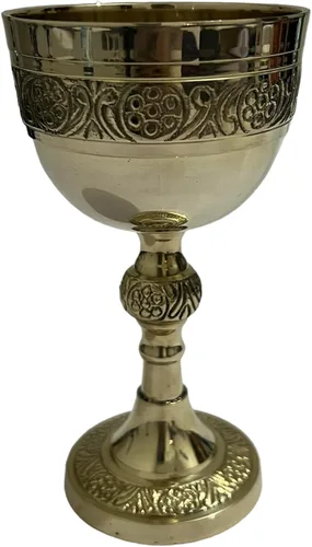 Vista 7 de Copa de cáliz vintage de latón con temática medieval Queen (acabado de níquel)