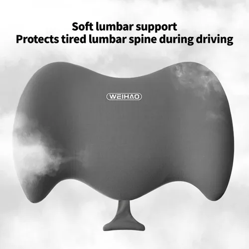 Vista 3 de Almohada de apoyo lumbar, almohada lumbar de espuma viscoelástica para aliviar el dolor de espalda, almohada lumbar ergonómica aerodinámica