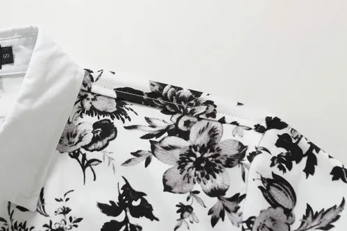 Vista 4 de SSLR Camisa hawaiana de manga larga con botones de algodón floral para hombre
