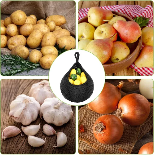Vista 6 de Dandat Cestas de frutas colgantes grandes para cocina, diseño de lágrima, cestas de pared, soporte bohemio tejido a mano para cocina, verduras