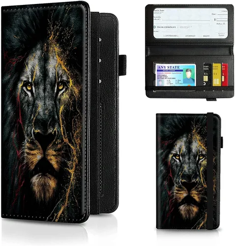 Vista 92 de Funda para chequera para hombres y mujeres, cartera de cuero RFID con ranuras para tarjetas de crédito, soporte de cheques duplicados personales