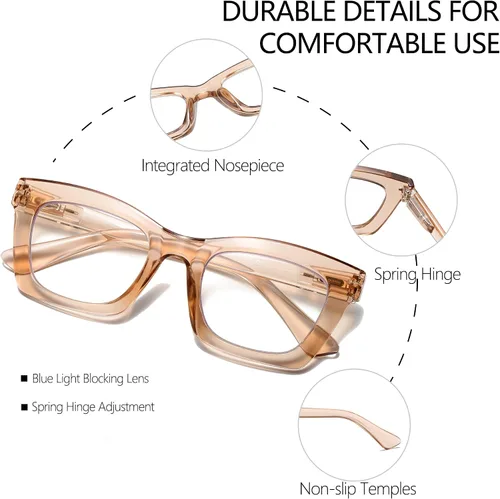 Vista 2 de Lentes de lectura elegantes para mujer con bloqueo de luz azul y bisagra de resorte