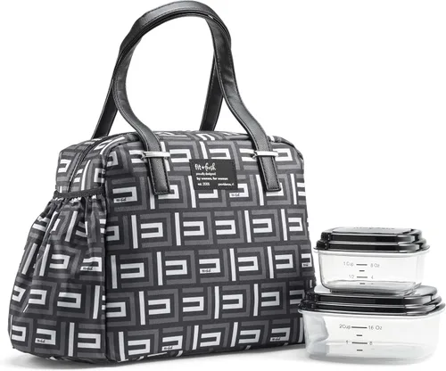 Vista 10 de Fit & Fresh Lonchera grande aislada a prueba de fugas y resistente a las manchas para mujer con bolsillo expandible para botella, cierre