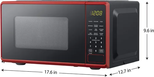 Vista 5 de NAXXY Horno de microondas compacto de encimera Cu ft, opción roja de un solo toque de 30 segundos