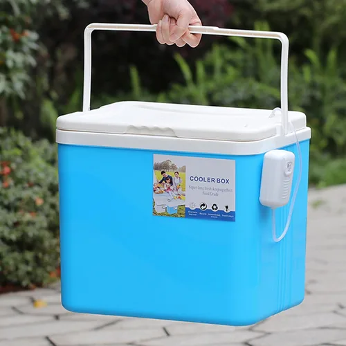 Vista 5 de Enfriador portátil aislado, enfriador duro pequeño de 10 litros con asa, a prueba de fugas, lonchera aislada al aire libre para picnic, campamento