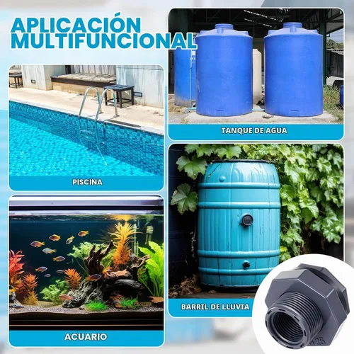 Vista 6 de 4 unids 1 pulgada mamparo montaje PVC Npt tanque conector
