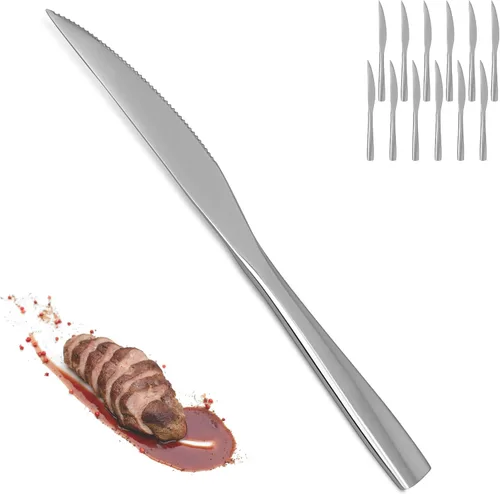 Vista 10 de SANTUO 12-Piece Steak Knife and Fork Set for 6, Stainless Steel Steak Knives with Dinner Forks, Serrated Steak Knife Set, Mirror Polished