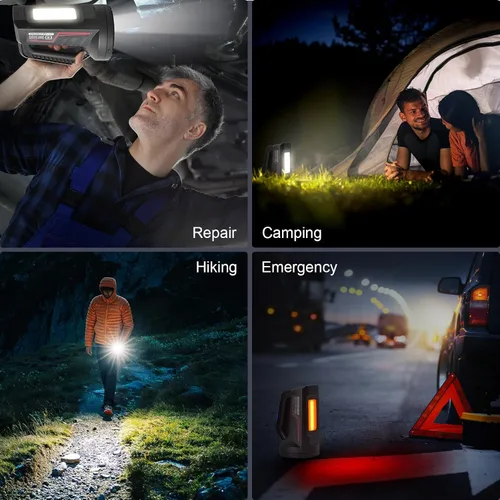 Vista 7 de Linterna LED recargable, linterna de camping portátil de 4800 mAh, 7 modos de luz e impermeable, proyector de mano súper brillante para emergencias