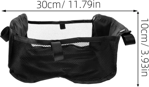 Vista 2 de VOSAREA Cesta de almacenamiento para cochecito de bebé, organizador de silla de bebé, bolsa de red debajo de la cesta inferior, tela Oxford, negro