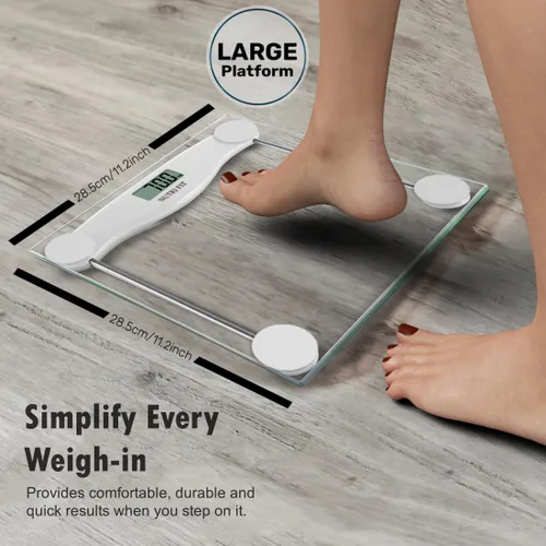 Vista 3 de NUTRI FIT Báscula digital de baño para pérdida de peso corporal, pesaje de precisión, alta precisión, capacidad de 330 libras, tecnología Step-on