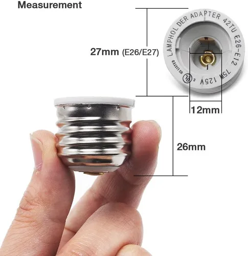 Vista 2 de YiLighting Proveedor (adaptador E26/E27 a E12) E26 Base de tornillo mediano a adaptador de enchufe de candelabro E12 reductor convertidor (2 piezas)