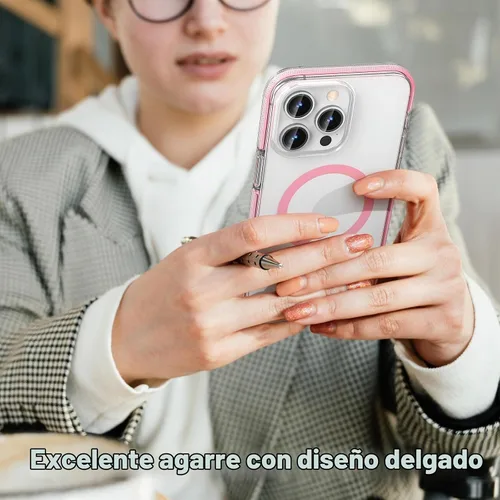 Vista 7 de MATEPROX Fundas magnéticas transparentes para iPhone 15 Pro Max, compatibles con MagSafe, transparente, a prueba de golpes, delgada, a prueba